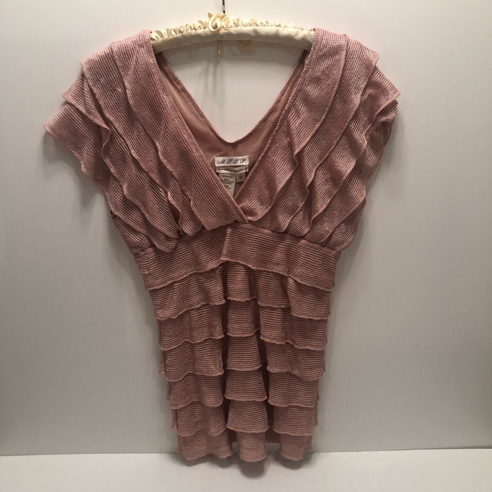 M.S.S.P. V- Neck Tiered Top Blouse Women’s Size M